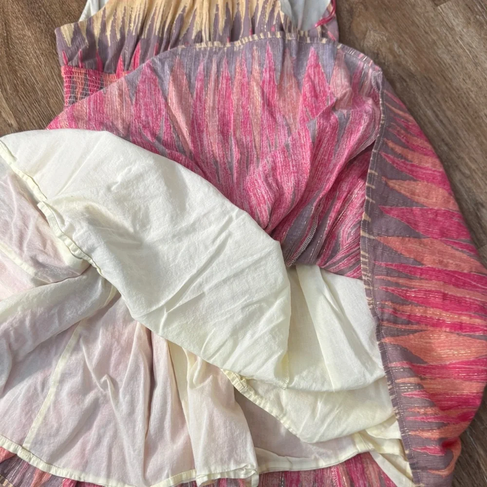 Free People Indian Summer Lurex Mini Dress Size Medium Boho Festival - Picture 9 of 9